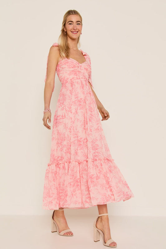 Francesca's April Floral Organza Ruffle Tiered Maxi Dress