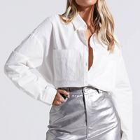 Showpo Cooper Mini Skirt - Metallic High Waisted in Silver