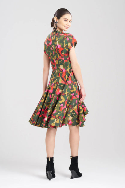 Natori Floral Fit & Flare Pleated Dress