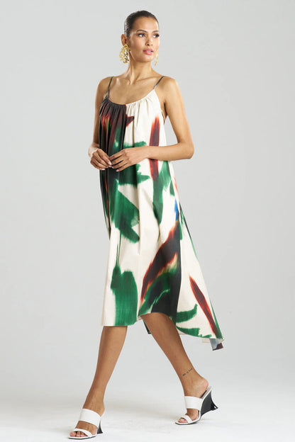 Natori Amalfi Printed Cotton Poplin Open Back Dress