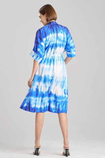 Natori Santorini Printed Cotton Silk Belted Shirtdress