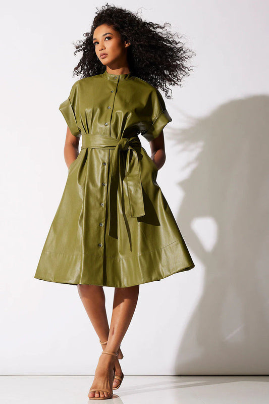 Natori Faux Leather Shirtdress