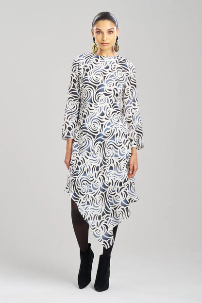 Natori Scroll Asymmetrical Drape Dress