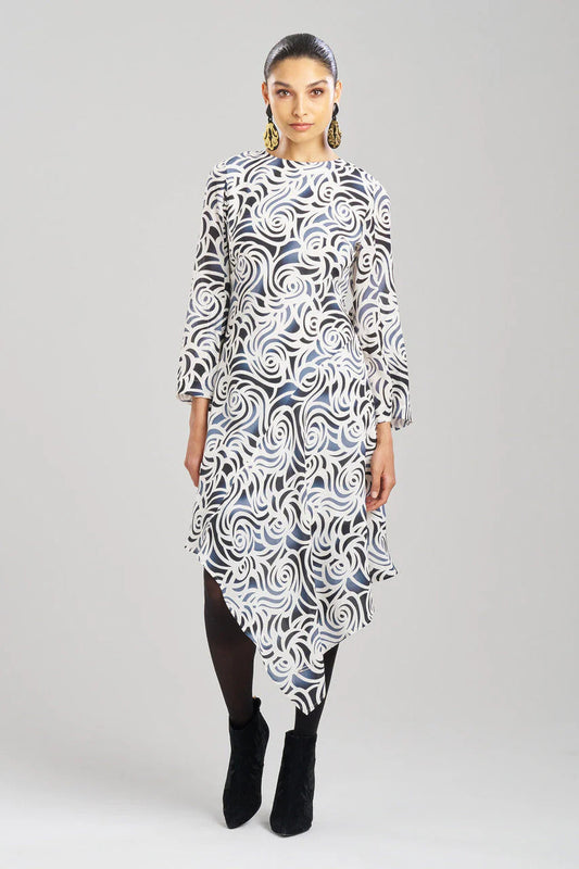 Natori Scroll Asymmetrical Drape Dress