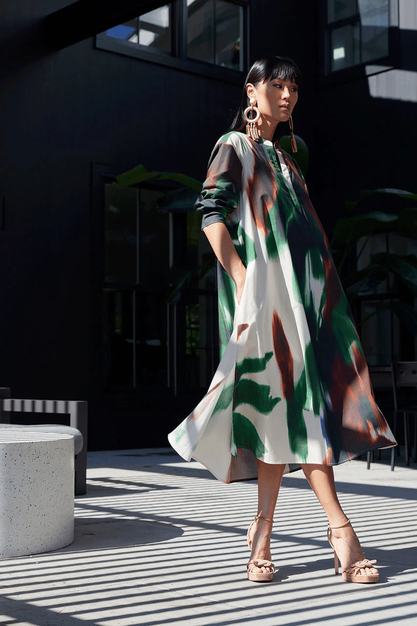 Natori Amalfi Printed Cotton Poplin Oversized Shirtdress