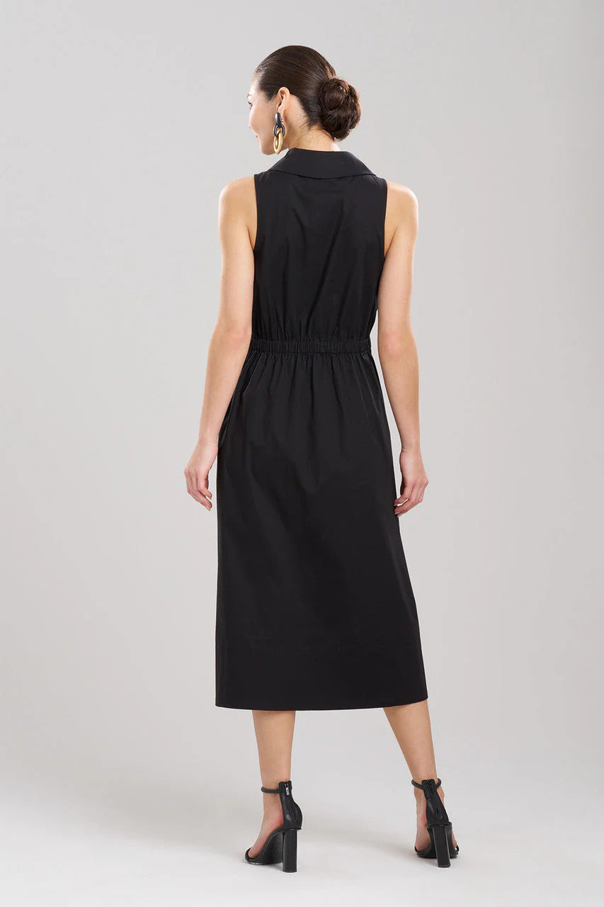 Natori Cotton Poplin Halter Button Down Shirtdress