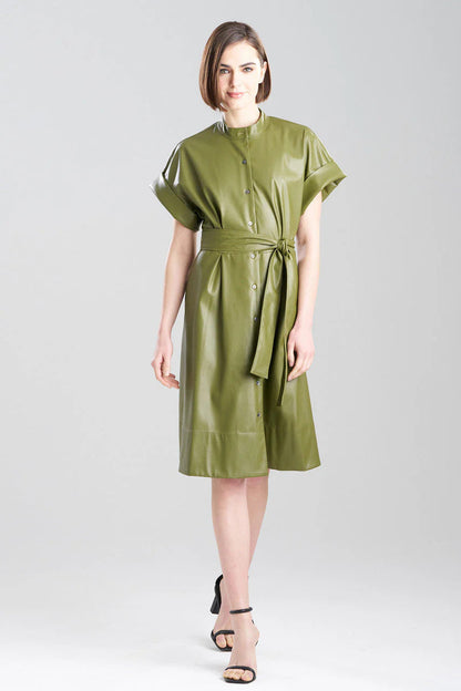 Natori Faux Leather Shirtdress