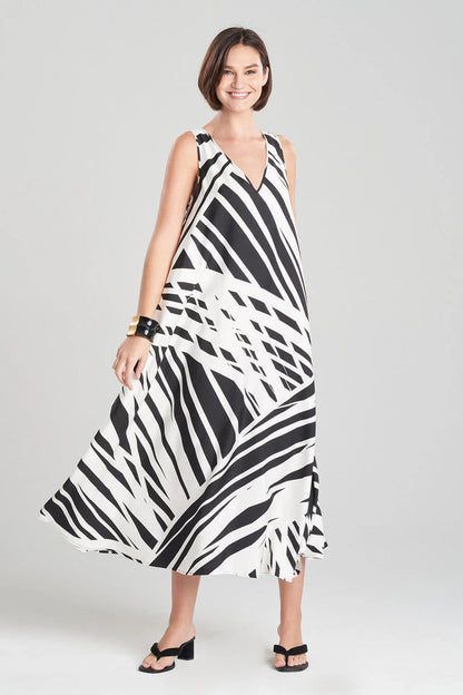 Natori Katana Cotton Silk V-Neck Dress