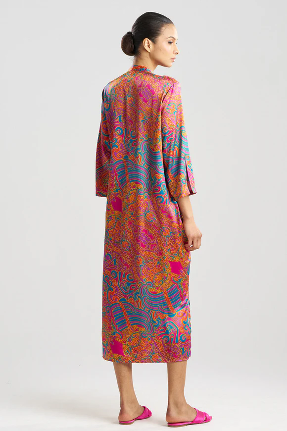 Natori Kaleidoscope Satin Zip Caftan