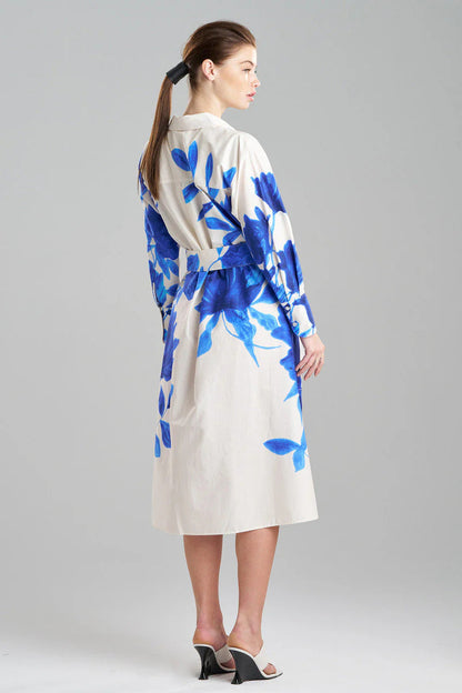Natori Andora Printed Cotton Poplin Oversized Shirtdress
