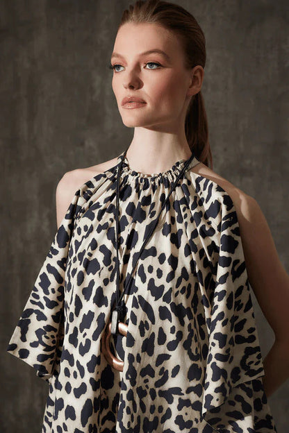 Natori Jaguar Cotton Poplin Handkerchief Dress