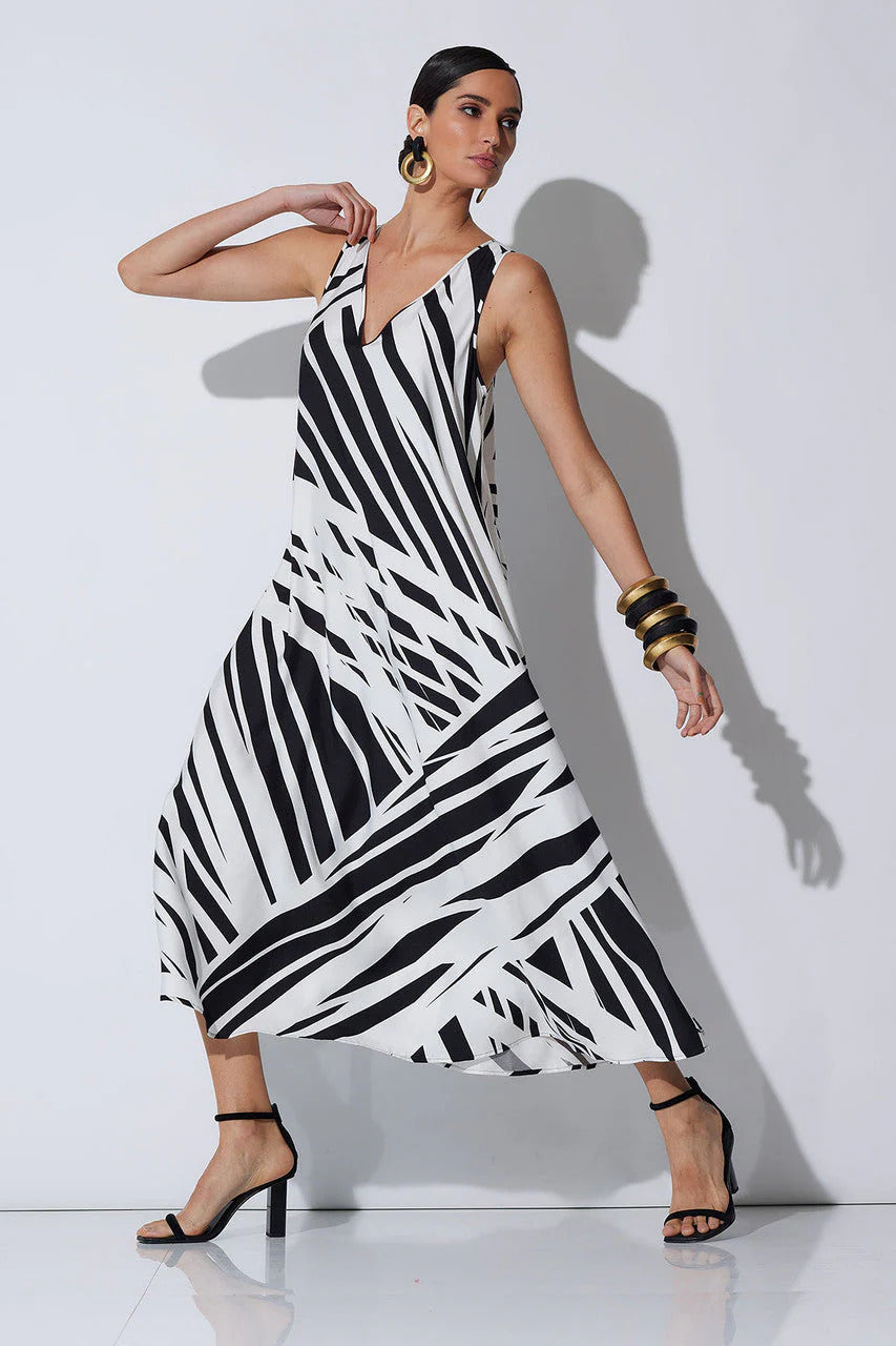 Natori Katana Cotton Silk V-Neck Dress