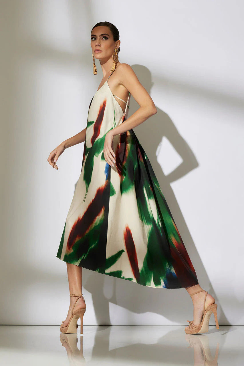 Natori Amalfi Printed Cotton Poplin Open Back Dress