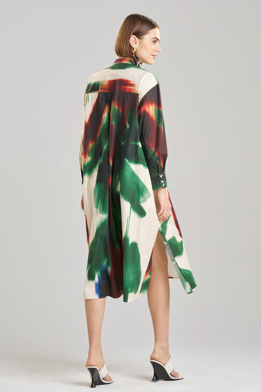 Natori Amalfi Printed Cotton Poplin Oversized Shirtdress