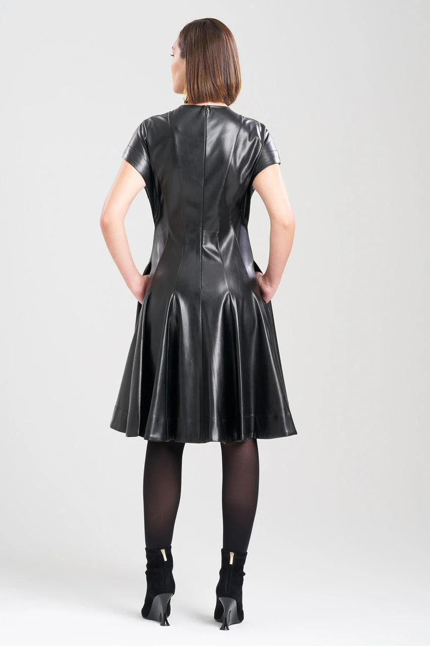 Natori Vegan Luxe Lambskin Fit & Flare Dress