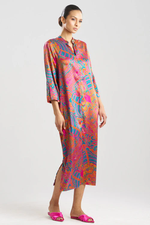 Natori Kaleidoscope Satin Zip Caftan