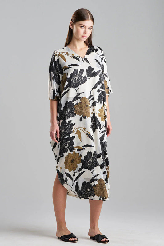 Natori Peony Blossom V-Neck Caftan