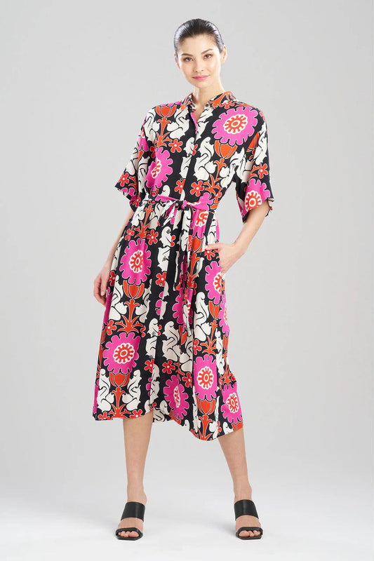 Natori Talitha Crepe A-Line Belted Shirtdress