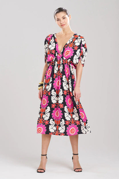 Natori Talitha Crepe Shirred Empire Waist Dress