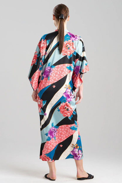 Natori Floral Tapestry Satin Mandarin Caftan