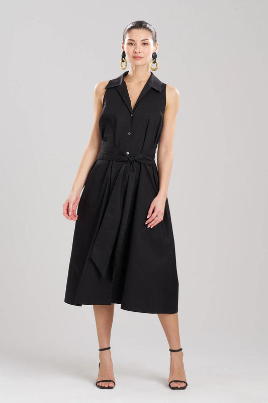 Natori Cotton Poplin Halter Button Down Shirtdress