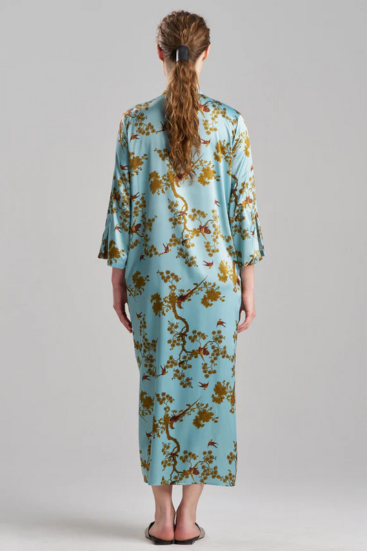 Natori Garden Melody Satin Mandarin Caftan