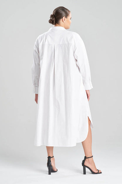 Natori Cotton Poplin Oversized Embroidered Shirtdress