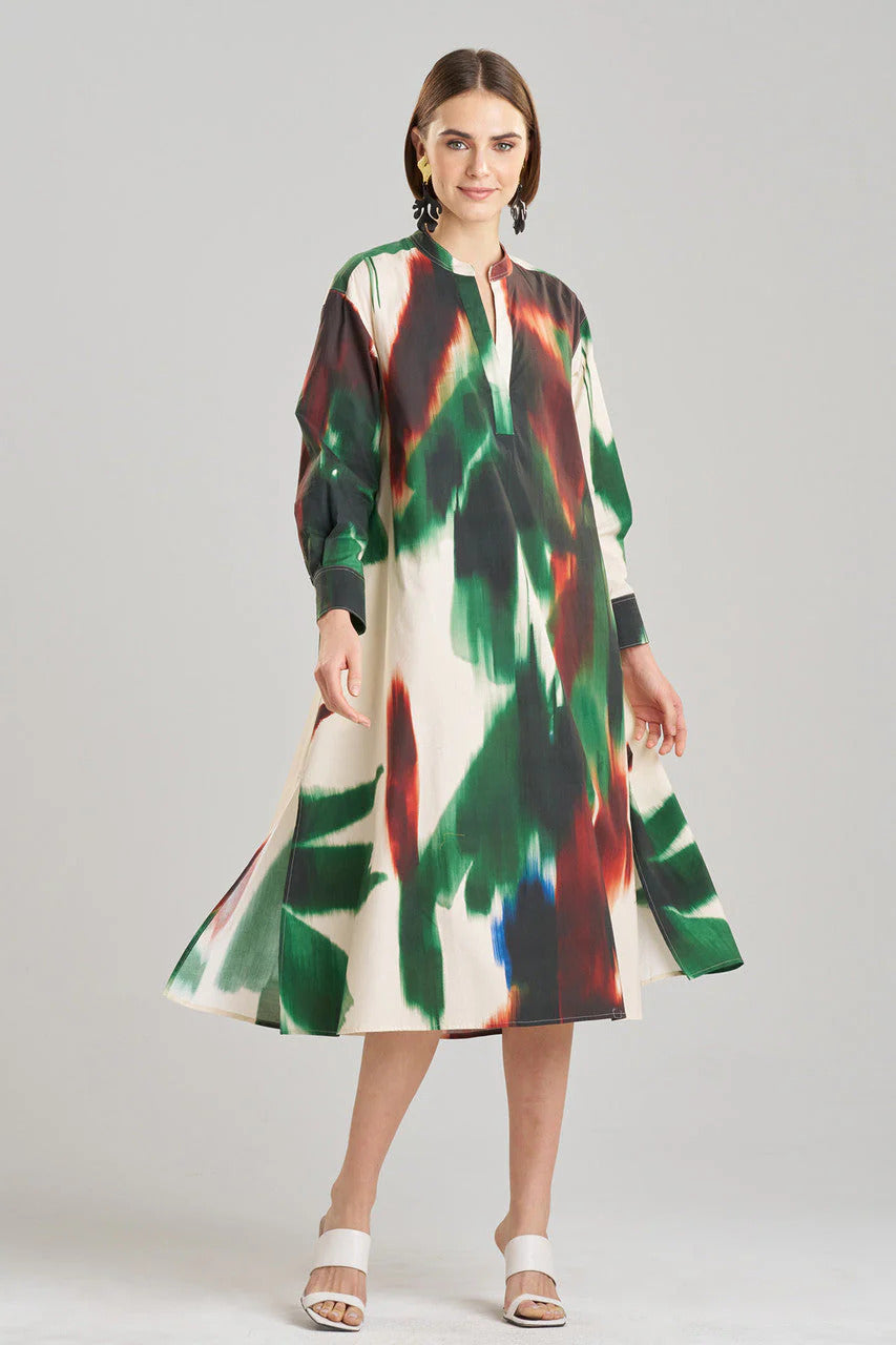 Natori Amalfi Printed Cotton Poplin Oversized Shirtdress