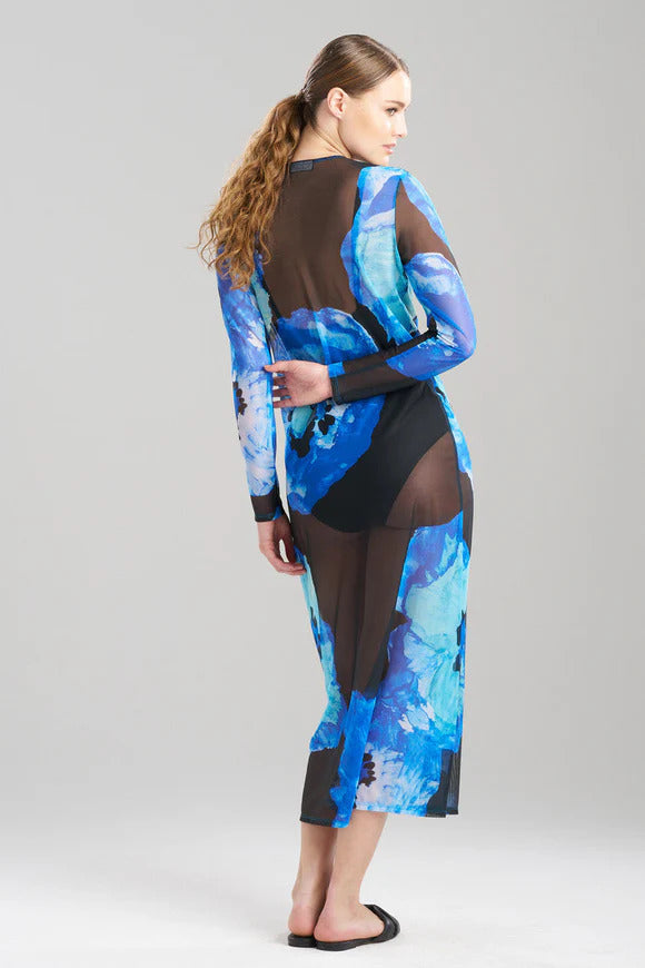 Natori Poppy Long Sleeve Sheer Dress