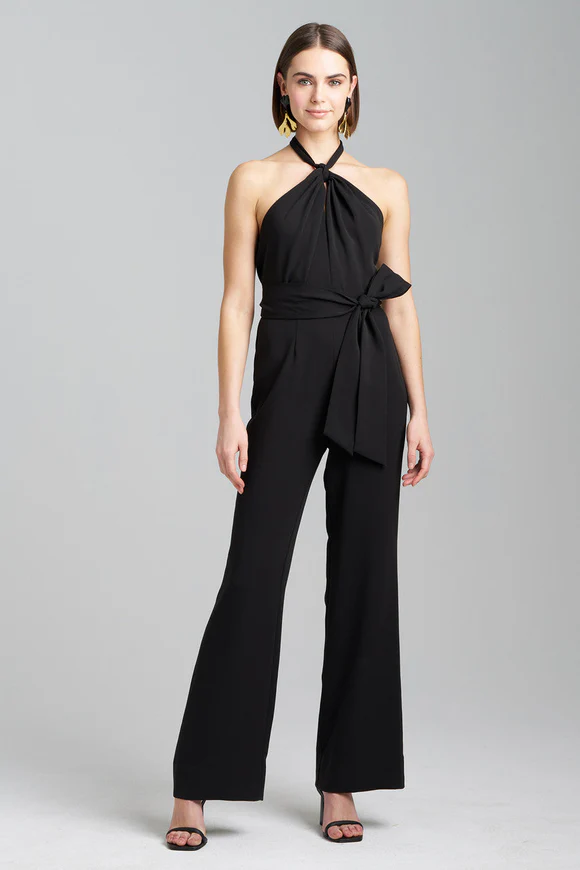 Natori Solid Crepe Halter Jumpsuit
