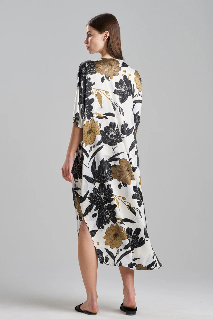Natori Peony Blossom V-Neck Caftan