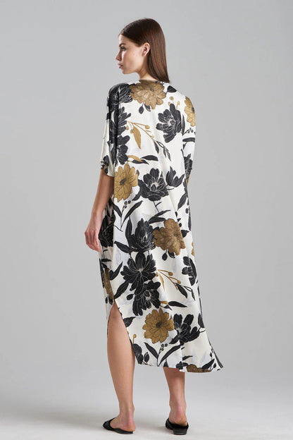 Natori Peony Blossom V-Neck Caftan