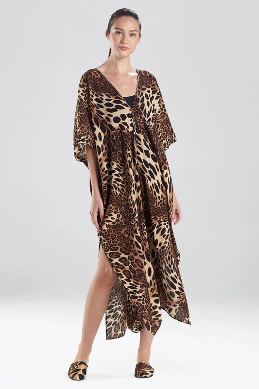 Natori Luxe Leopard Cotton Gauze Caftan Cover-Up