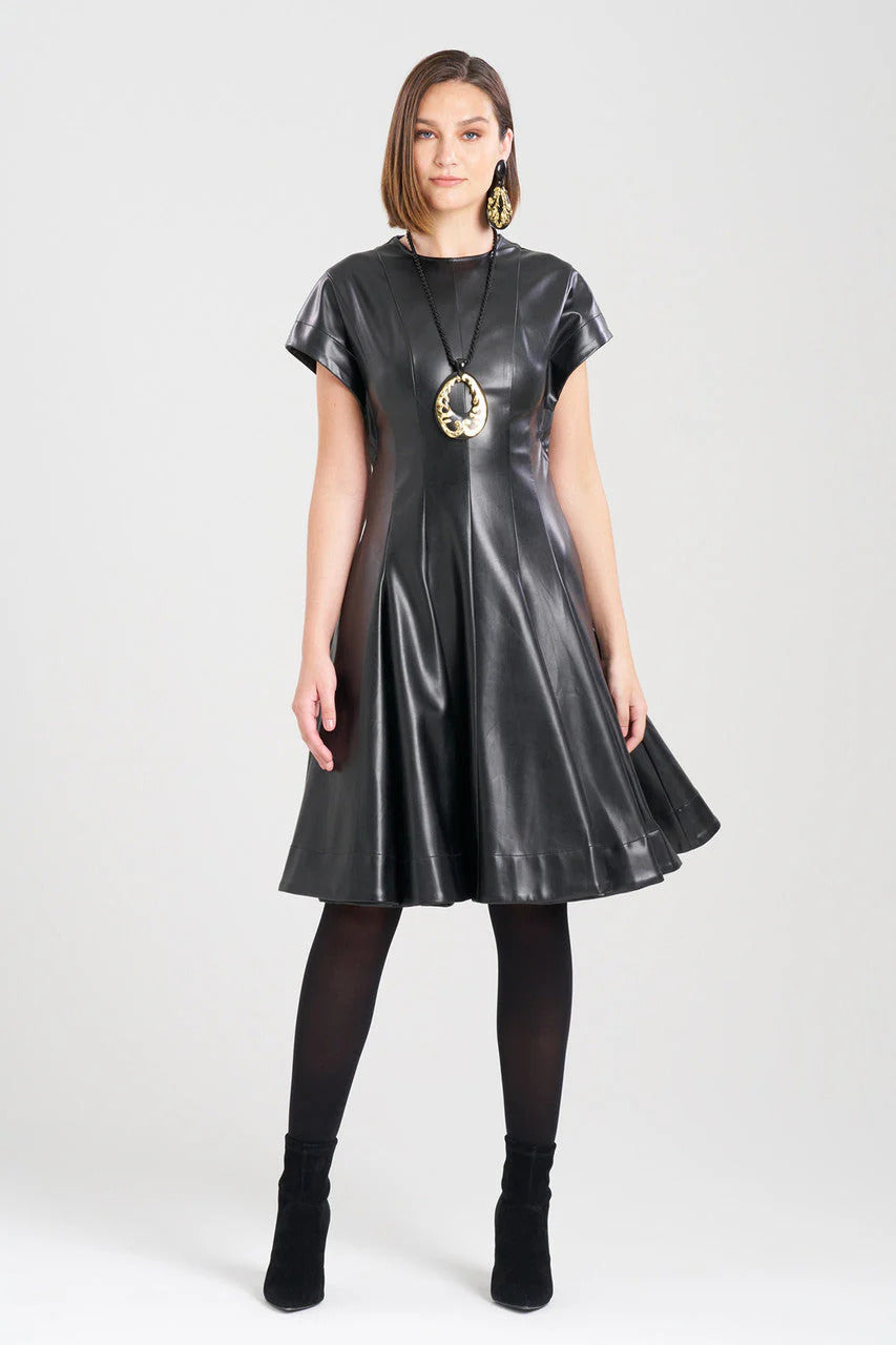 Natori Vegan Luxe Lambskin Fit & Flare Dress