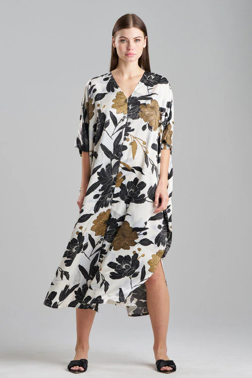 Natori Peony Blossom Zip Caftan