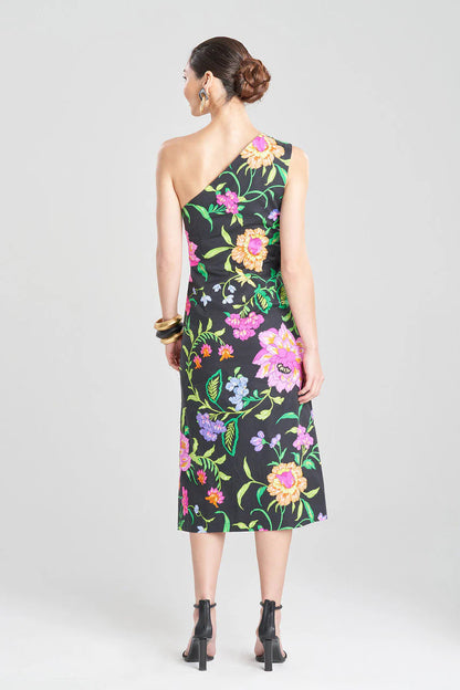 Natori Junko Cotton Poplin Asymmetrical Drape Dress