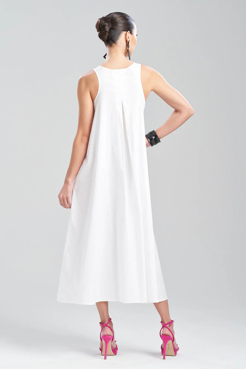 Natori Cotton Poplin Embroidered V-Neck Dress