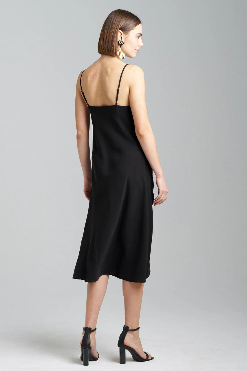 Natori Solid Crepe Embroidered Slip Dress