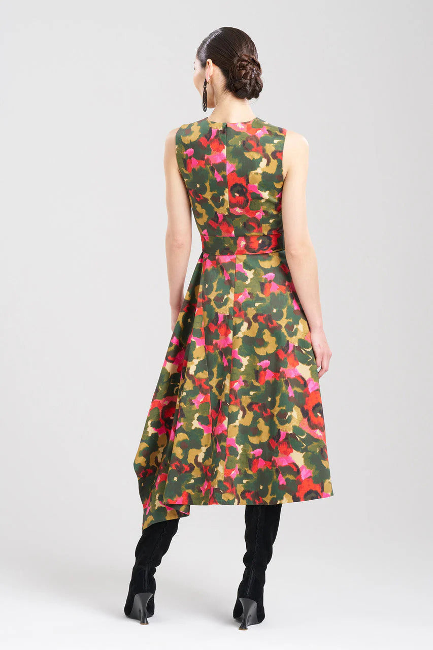Natori Floral Asymmetrical Boat Neck Dress