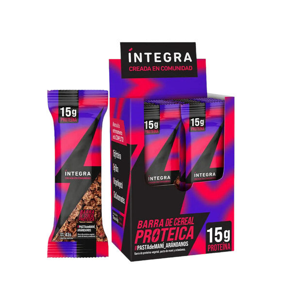 Pampa Direct Íntegra Protein Cereal Bars with Peanut Paste & Cranberries Barra de Cereal Proteica, 43 g / 1.52 oz (box of 10)