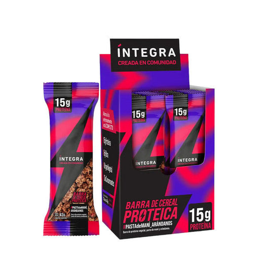 Pampa Direct Íntegra Protein Cereal Bars with Peanut Paste & Cranberries Barra de Cereal Proteica, 43 g / 1.52 oz (box of 10)