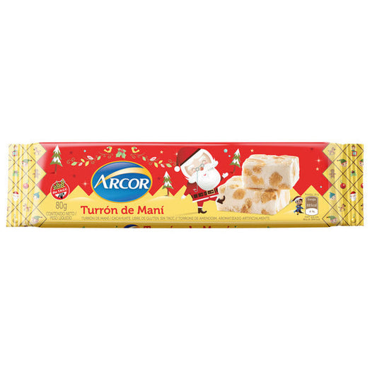 Pampa Direct Arcor Turrón de Maní Classic Peanut Christmas Nougat, 80 g / 2.8 oz (pack of 3 bars)