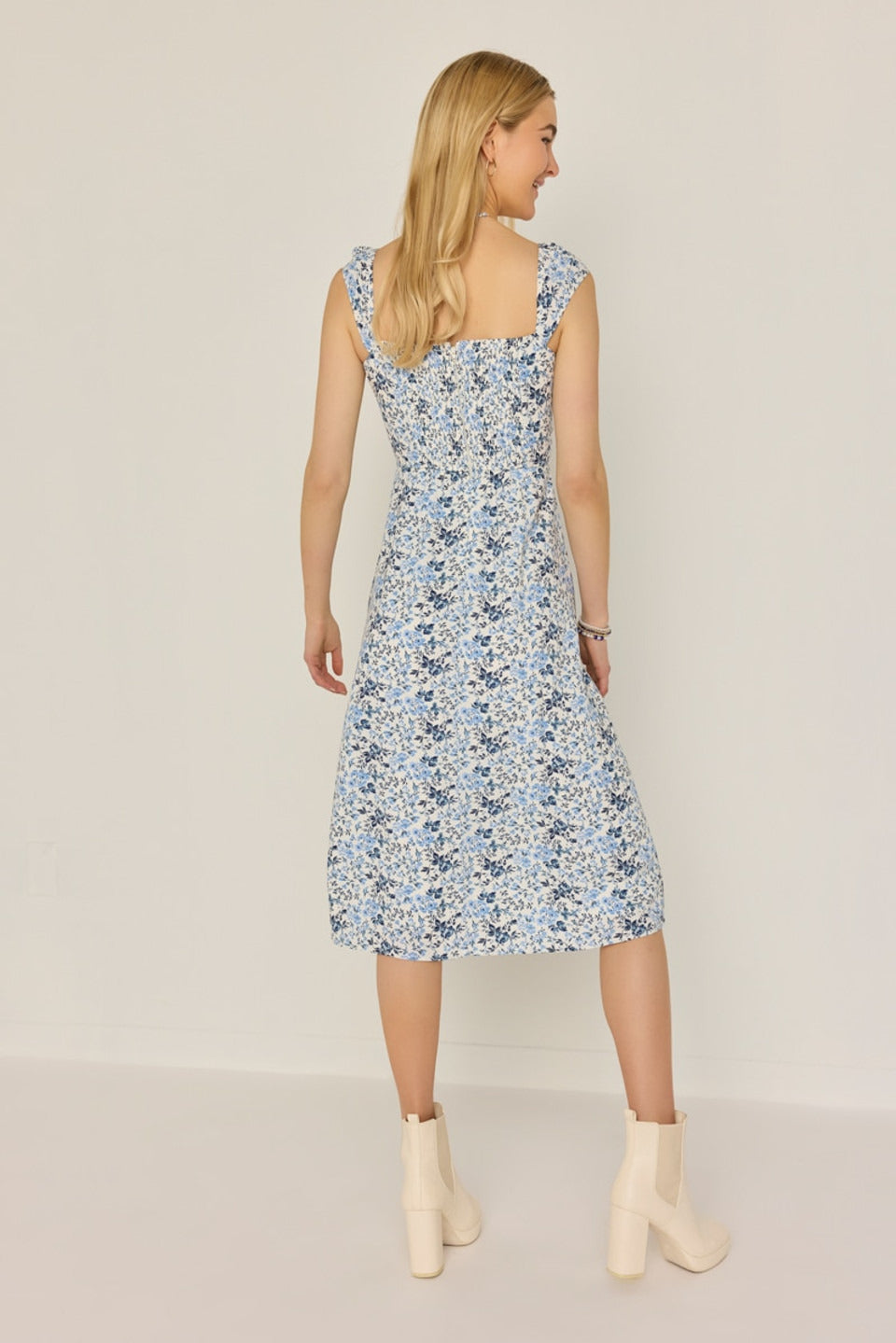 Francesca's Faye Floral Slitted Midi Dress