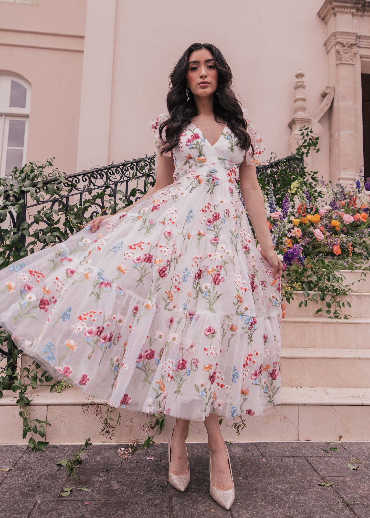 JessaKae Margaret Midi Dress - White Floral