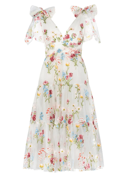 JessaKae Margaret Midi Dress - White Floral