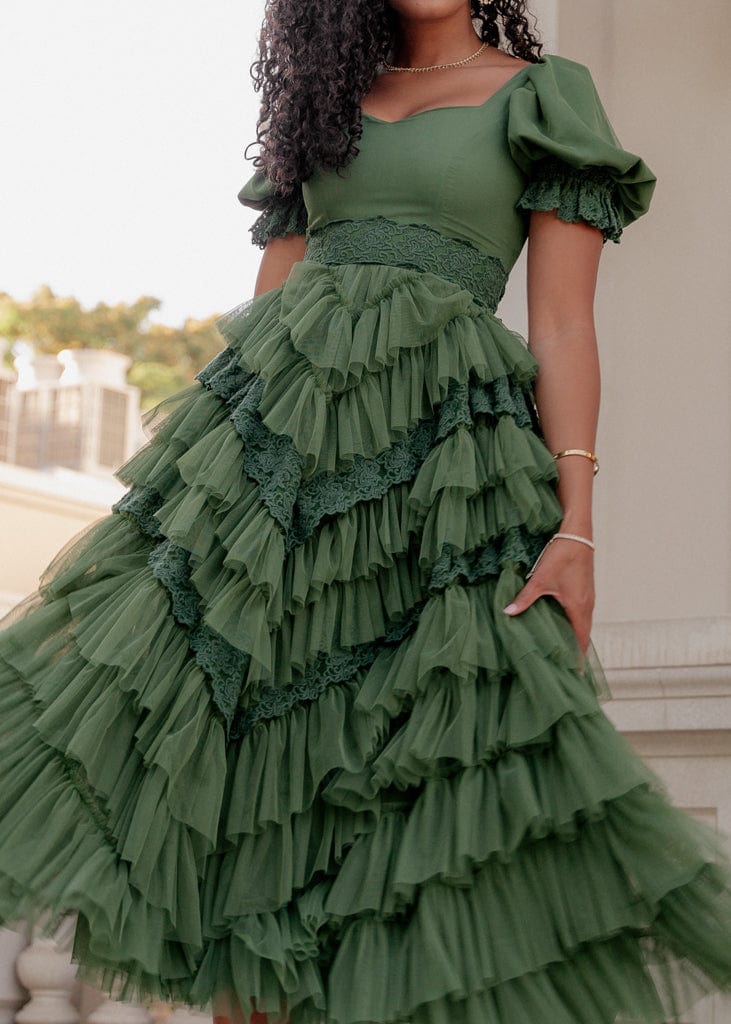 JessaKae Thumbelina Dress - Green Lace