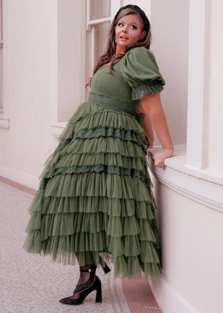 JessaKae Thumbelina Dress - Green Lace