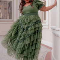 JessaKae Thumbelina Dress - Green Lace