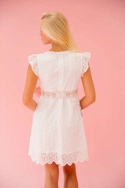 Judith March RACE HORSE WHITE LACE DRESS