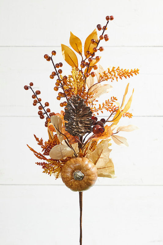 Decorator's Warehouse 30" Pumpkin with Leaves and Berries Spray